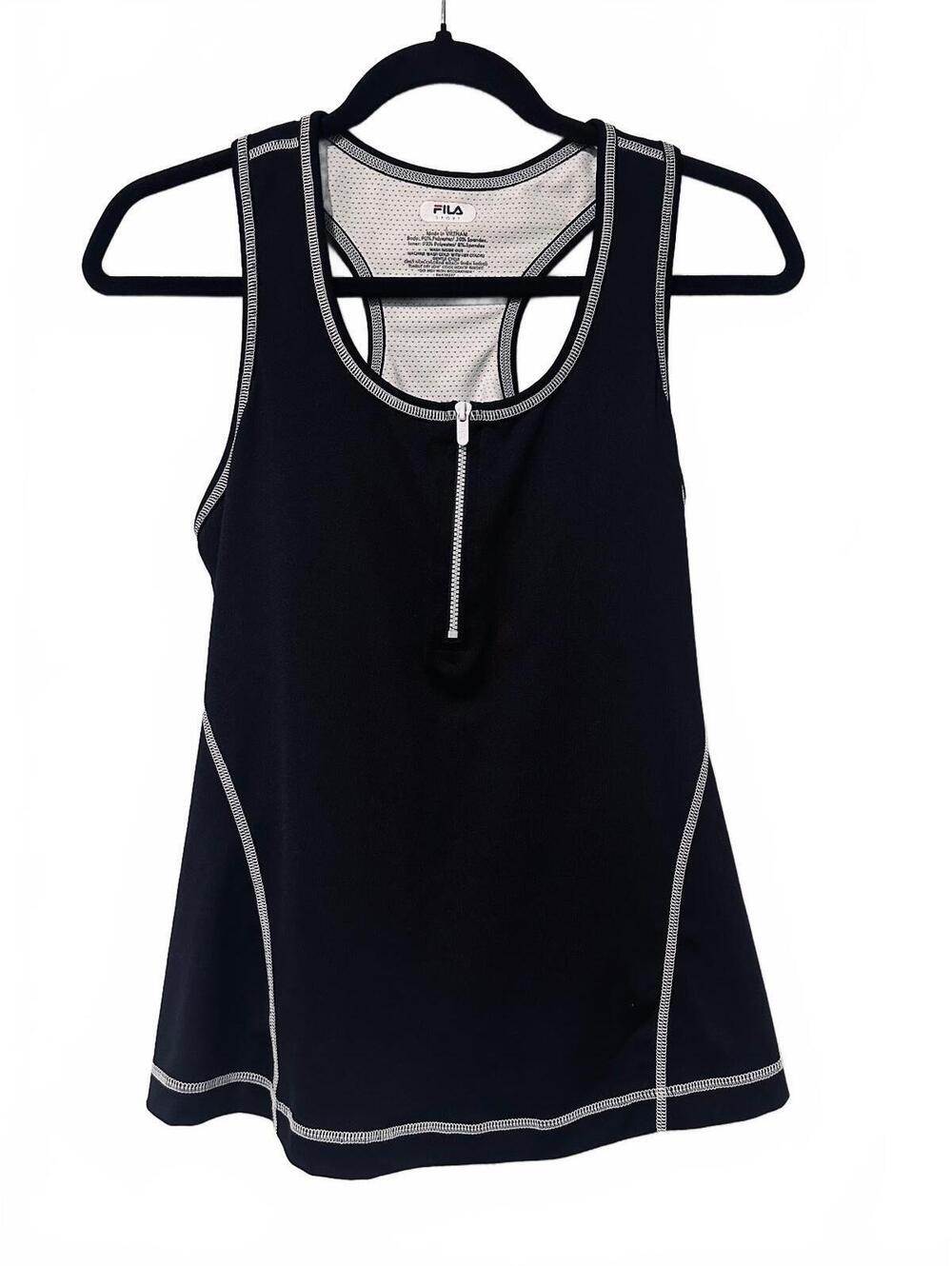 Fila black athletic tank top with hidden sports bra